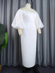 Cold Shoulder Balloon Sleeves Column Dress