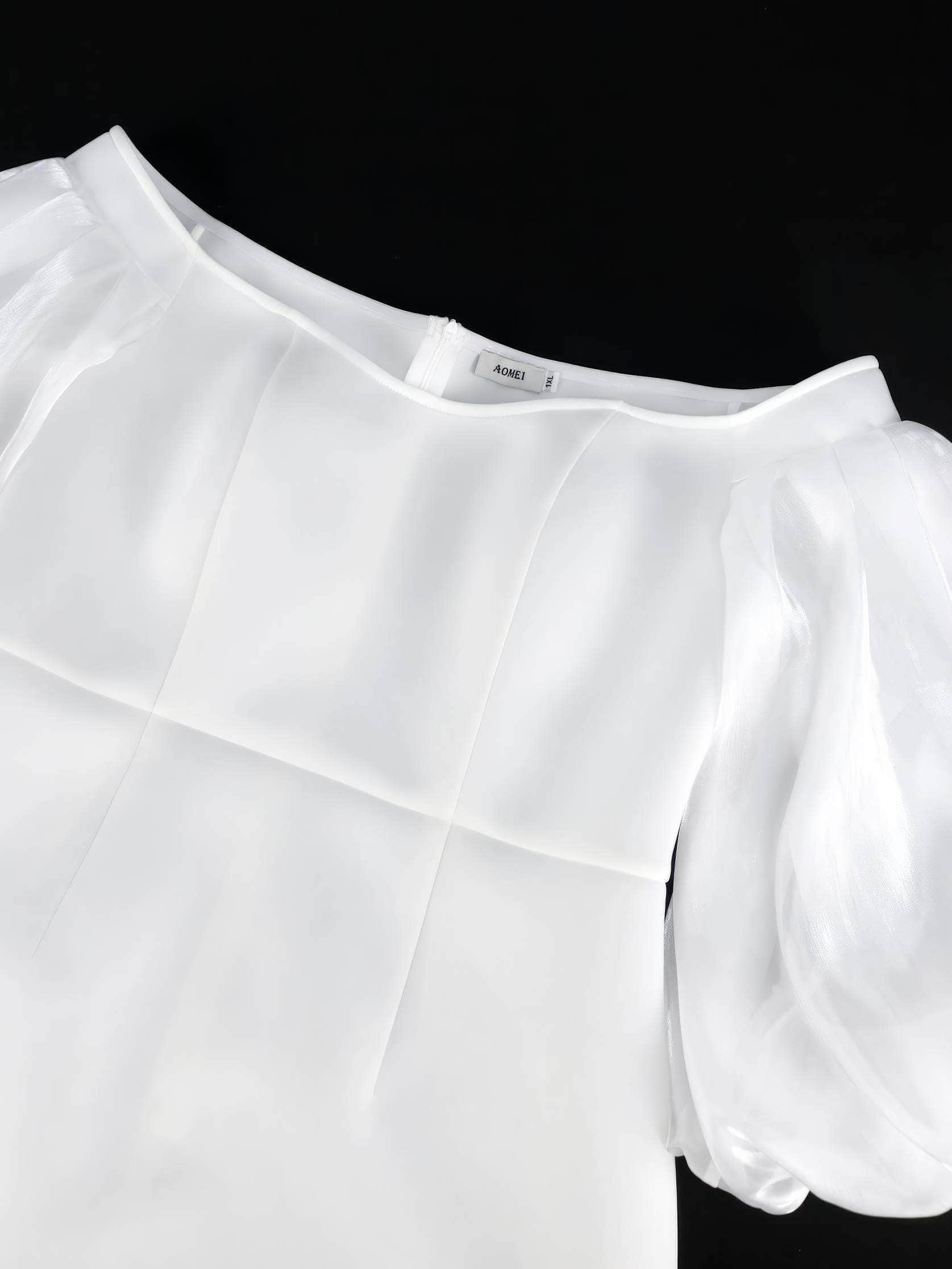 Cold Shoulder Balloon Sleeves Column Dress
