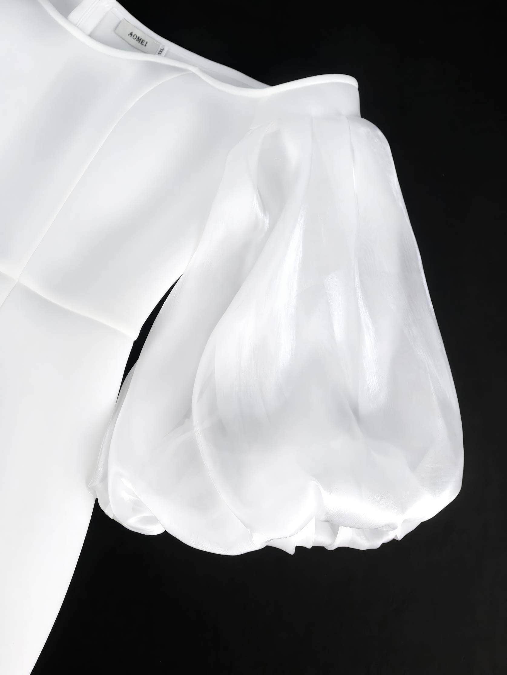 Cold Shoulder Balloon Sleeves Column Dress