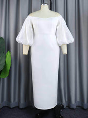 Cold Shoulder Balloon Sleeves Column Dress