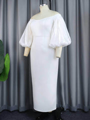 Cold Shoulder Balloon Sleeves Column Dress