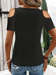 Cold Shoulder T-Shirt with Metal Ring Detail