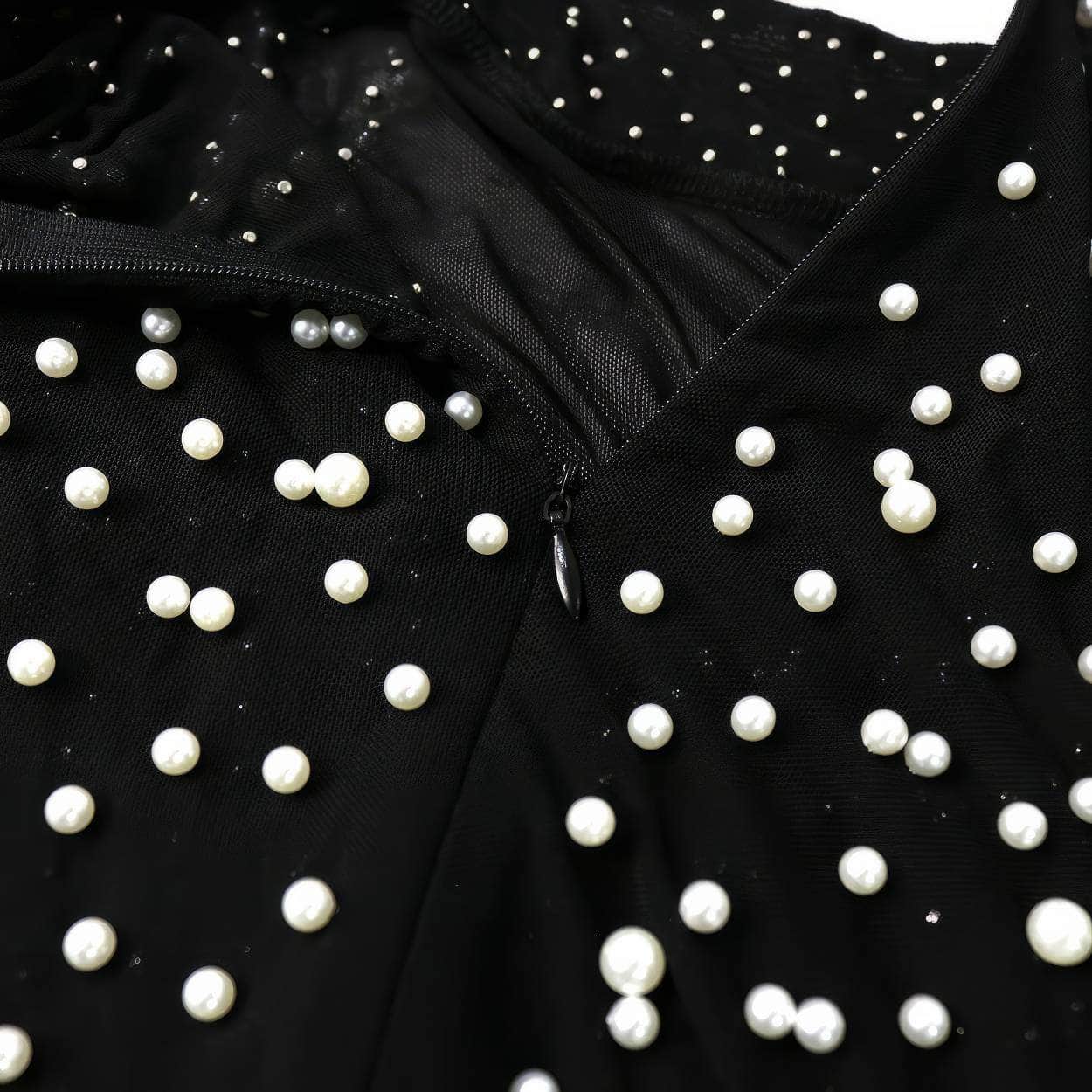 Collared Neck Bead Detailed High Front Slit Dress