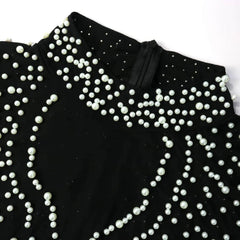 Collared Neck Bead Detailed High Front Slit Dress
