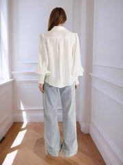 Collared Neck Lantern Sleeve Shirt