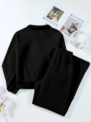 Collared Sweatshirt and High Waist Pants Active Set