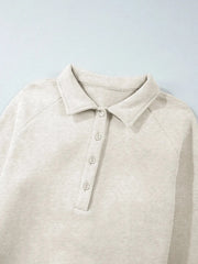 Collared Sweatshirt and High Waist Pants Active Set
