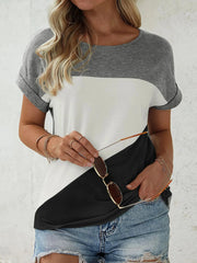 Color Block Casual T-Shirt Gray / S