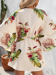 Color Block Drawstring Waist Button Up Dress