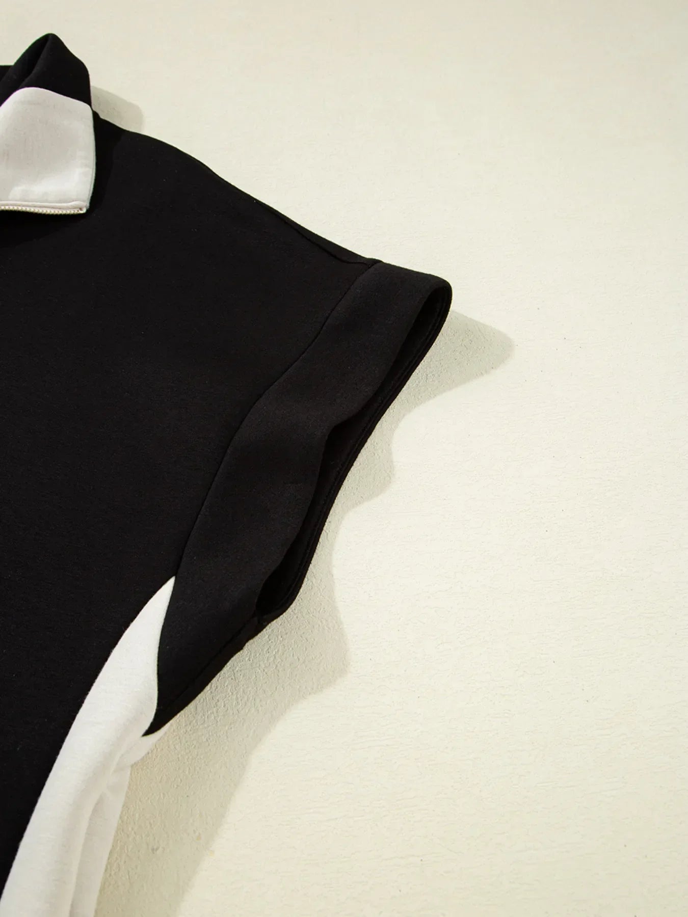 Color Block Half Zip Top and Shorts Two-Piece Set