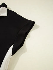 Color Block Half Zip Top and Shorts Two-Piece Set