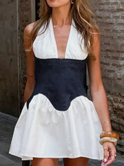 Color Block Halter Neck Dress