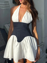 Color Block Halter Neck Dress