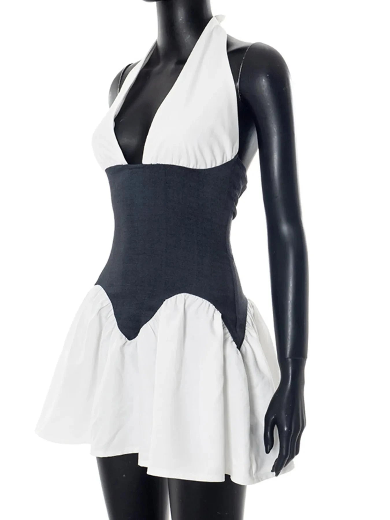 Color Block Halter Neck Dress