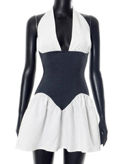 Color Block Halter Neck Dress