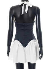 Color Block Halter Neck Dress