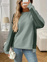 Color Block Long Sleeve Sweatshirt Green / S