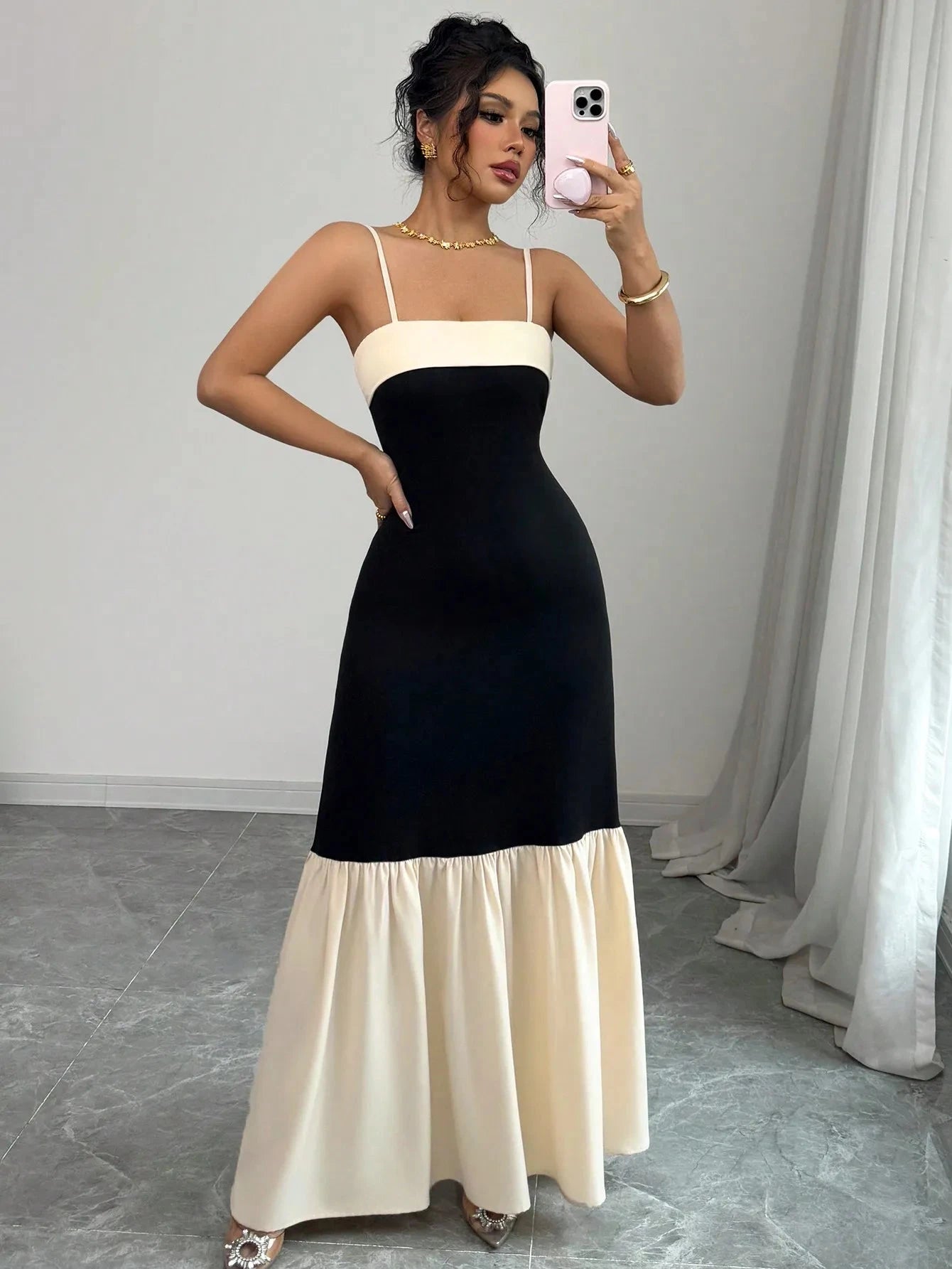 Color Block Maxi Cami Dress