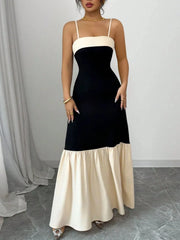 Color Block Maxi Cami Dress Black / S