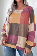 Color Block Round Neck Long Sleeve Top