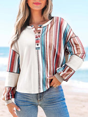 Color Block Striped Long Sleeve Top