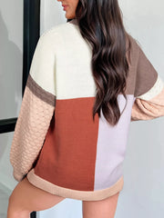 Color Block Textured Knit Sweater