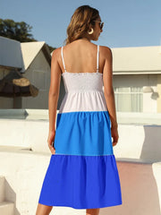 Color Block Tie-Front Midi Dress