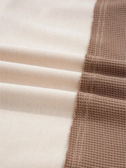 Color Block Waffled Loose Henley Top