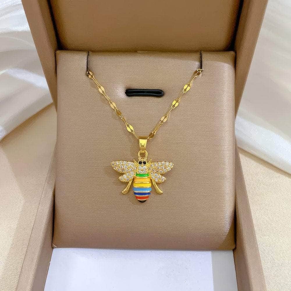 Colorful Bees Pendant Necklace N2138