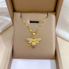 Colorful Bees Pendant Necklace N2138