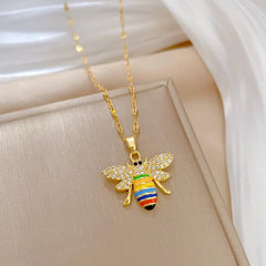 Colorful Bees Pendant Necklace N2138