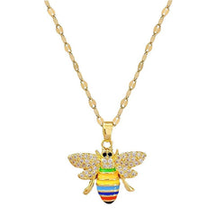 Colorful Bees Pendant Necklace N2138