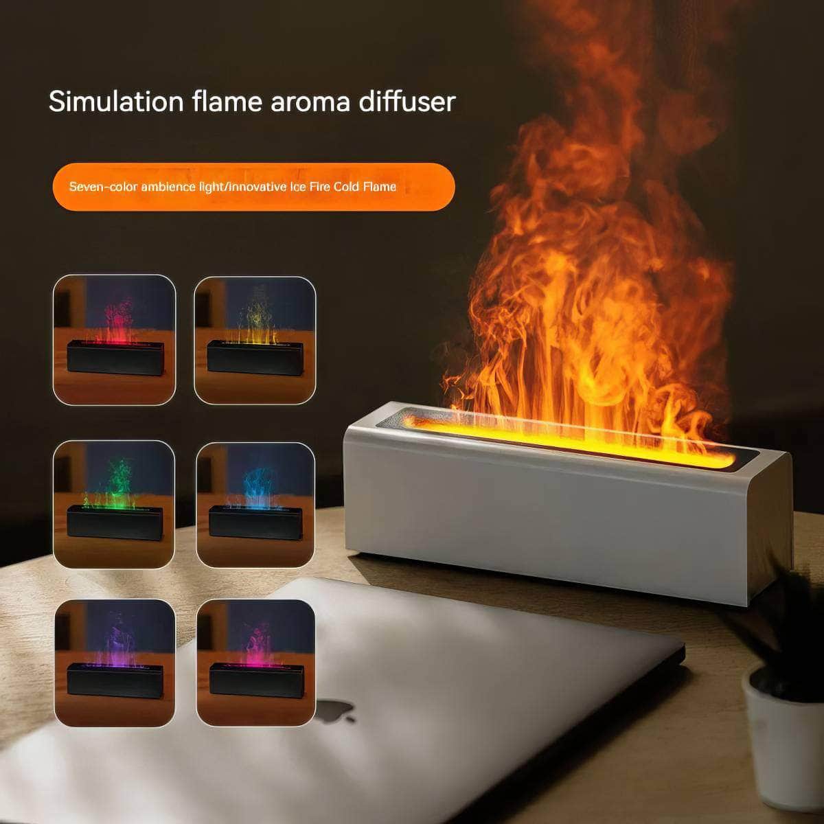 Colorful Flame Simulation USB Plug-in Diffuser for Office and Home - Fragrance and Humidification