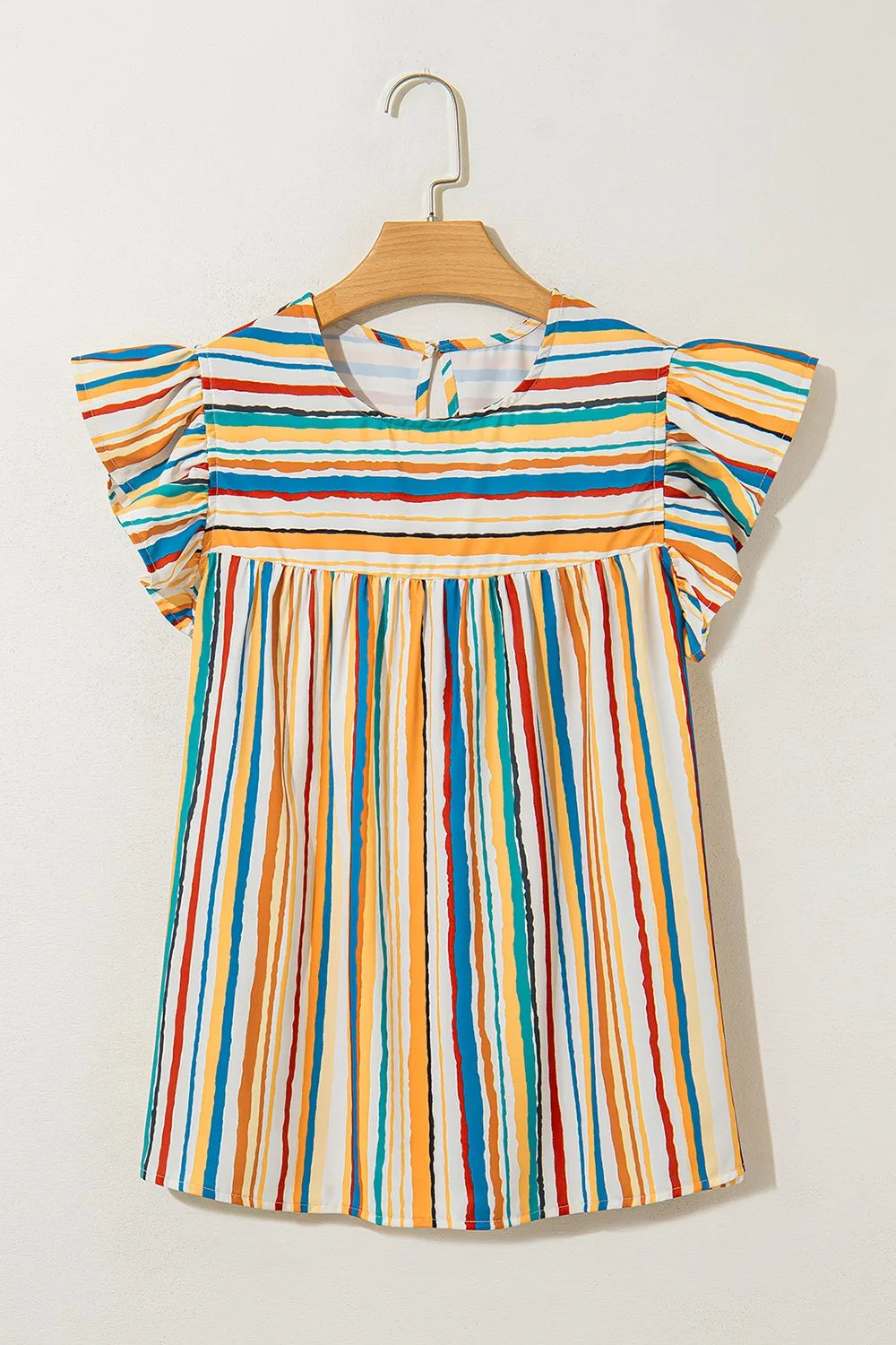Colorful Striped Cap Sleeve Blouse