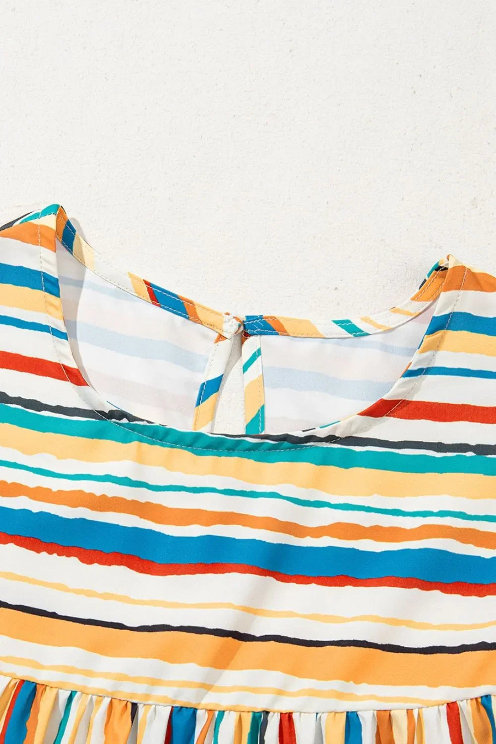 Colorful Striped Cap Sleeve Blouse