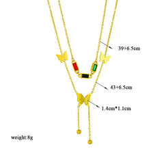 Colorful Zircon Butterfly Long Pendant Necklace N1955