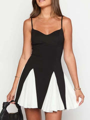 Contrast Mini Cami Dress with Flared Hem