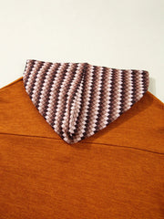 Contrast Plaid Hood Patchwork Chest Pocket Henley Top