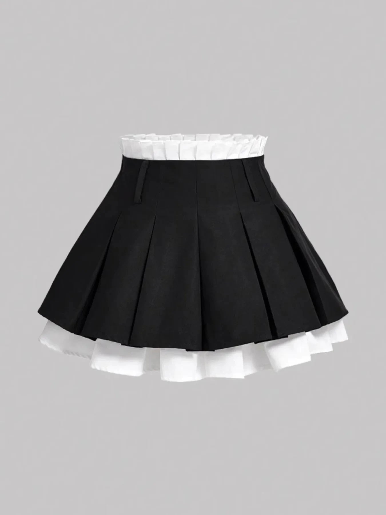 Contrast Pleated Mini Skirt