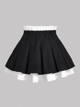 Contrast Pleated Mini Skirt Black / XS
