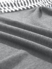 Contrast Print Striped Raglan Long Sleeve Loose Top