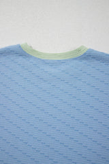 Contrast Round Neck Top and Shorts Set