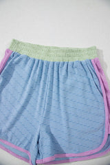 Contrast Round Neck Top and Shorts Set
