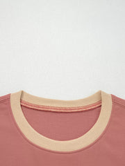 Contrast Star Patchwork Exposed Seam Uneven Hem Drop Shoulder Sweatshirt