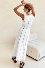 Contrast Stitching Maxi Tank Dress