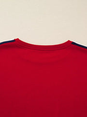 Contrast Striped Detail Varsity Sweatshirt