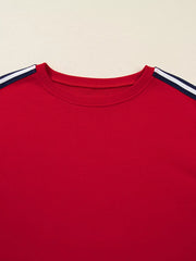 Contrast Striped Detail Varsity Sweatshirt