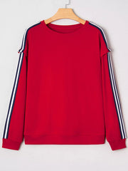Contrast Striped Detail Varsity Sweatshirt