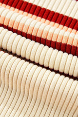 Contrast Striped Johnny Collar Short Sleeve Mini Dress