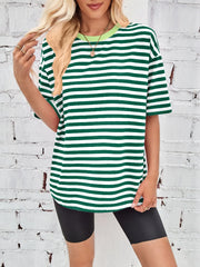 Contrast Striped Round Neck T-Shirt